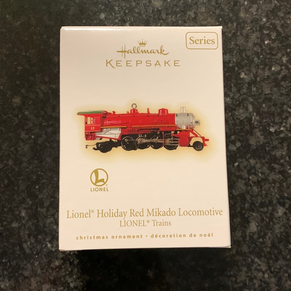 Hallmark Keepsake. Lionel trains. Lionel holiday red Mikado locomotive.